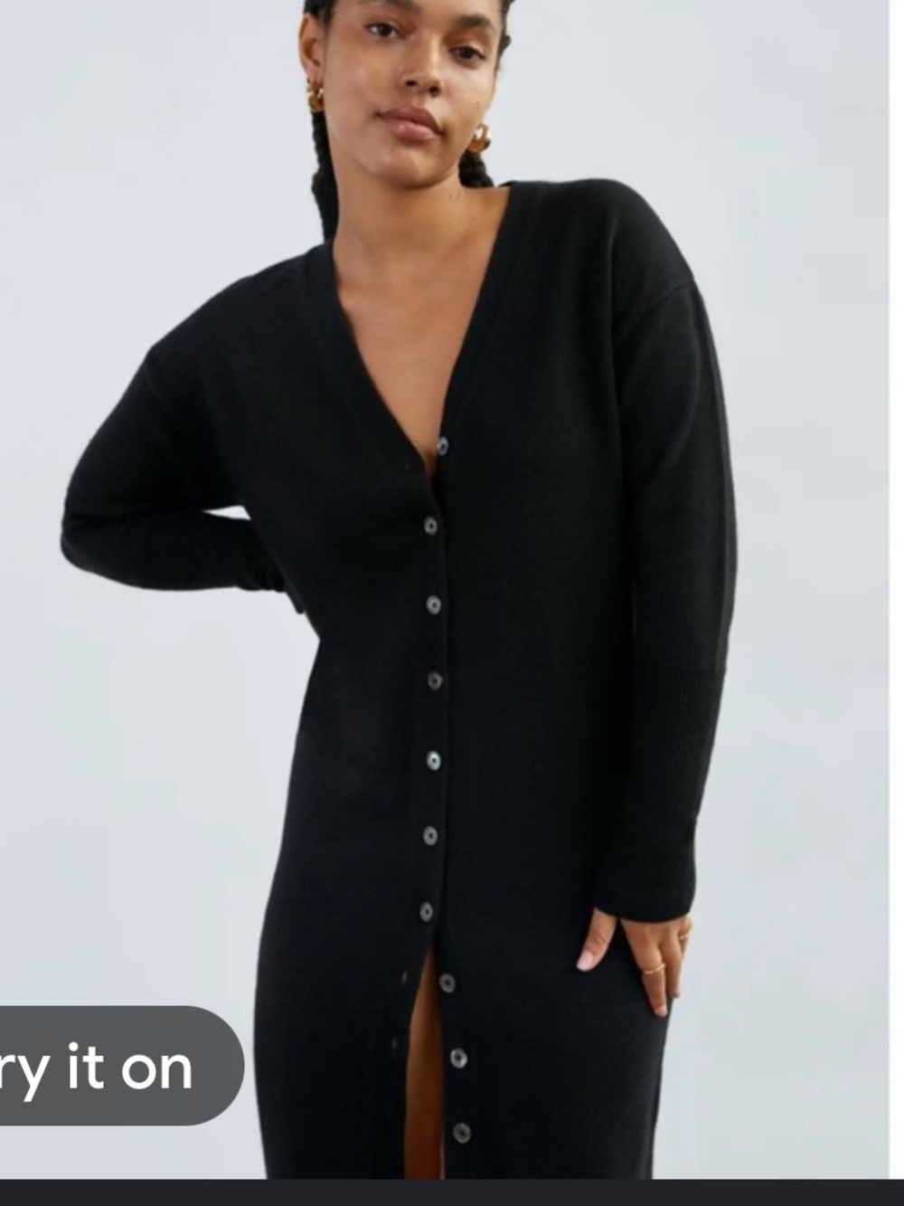 Wilfred utopia large Black V-Neck Button-Front Sweater Dress